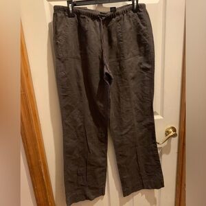 New York & Company brown linen/cotton pull on pants size medium GUC